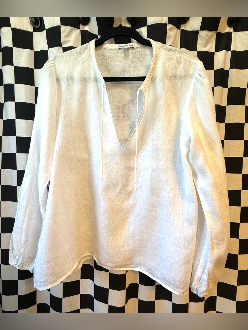 James Perse white linen long-sleeved peasant blouse tunic (size 3/large)